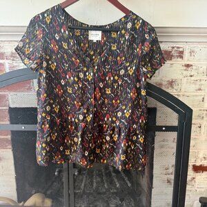 Sezane Shear Multi-colored Floral Blouse Size 36  (XS/Sm)